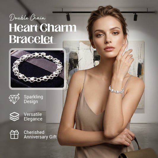 Armband med hjärtberlock och dubbla kedjor