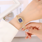 ⌚ 50% RABATT NU! 📿 Kvinnlig Armbandsur med Dragsko – Fyrkantig Design & Kristalldetaljer – Perfekt för Kontor & Vardag 🌟