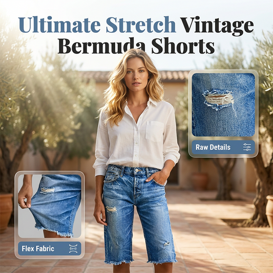 🩳 50% RABATT NU! 👖 Bermudashorts i Slitna Jeans – Avslappnad Passform & Obearbetad Nederkant – Perfekt för Sommar & Streetwear ☀️