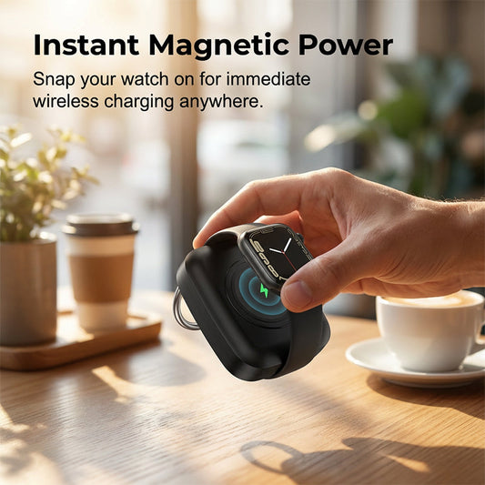 🔋 Magnetisk bärbar trådlös laddare och powerbank för smartklockor – 1200 mAh, kompakt & universell – perfekt för resor, kontoret och vardagen ✨📱