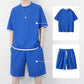 🎉 BEGRÄNSAD TID 50% RABATT! 👕 Herr Vaffelstickat T-shirt & Shorts Set – Kylande Känsla Tyg & Avslappnad Passform 💙