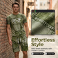 Herr Casual Fejk Denim Print T-shirt & Shorts Set