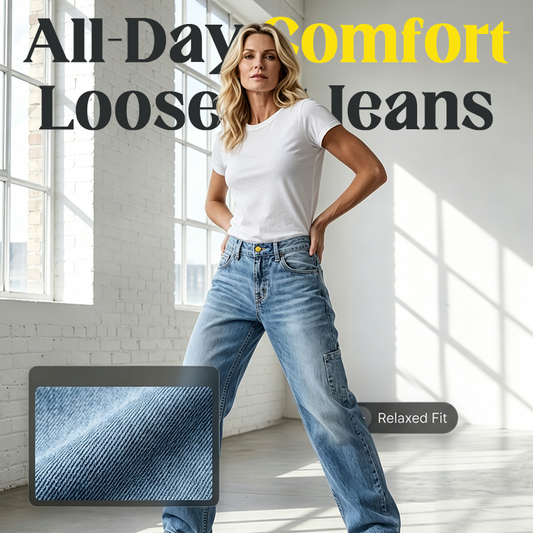 👖 50% RABATT NU! ✨ Jeans för Damer med Avslappnad Passform & Raka Ben – Stretchjeans med Hög Midja – Perfekt för Vardagskomfort 🌸