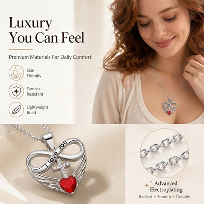 📢📢50% RABATT  NU!! ⏰Halsband med Infinity Heart-kors och vinge-hänge