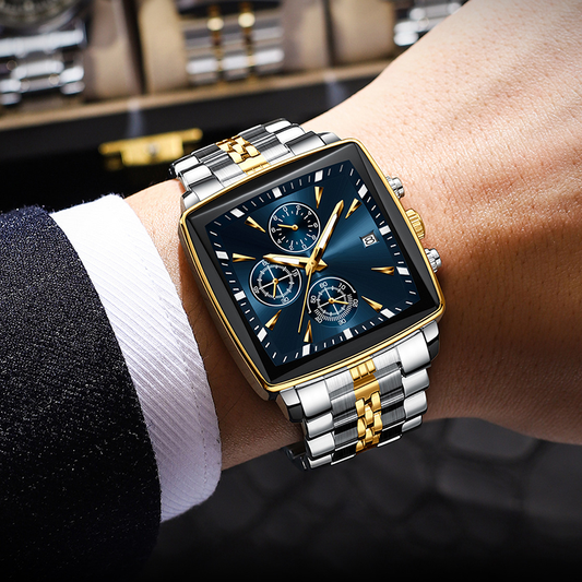 ⌚ 50% RABATT NU! ✨ Herr Klassisk Fyrkantig Kvartsur – Kronograf & Lysande Visare – Perfekt för Affärer & Vardag – 30M Vattentålig 💼