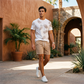 🏝️ 50% RABATT NU! 👕 Herrset med Tryck för Sommaren – 2-delat Set – Tropiskt Mönster & Andningsbar Komfort – Perfekt för Semester & Vardag ☀️