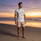 🏝️ 50% RABATT NU! 👕 Herrset med Tryck för Sommaren – 2-delat Set – Tropiskt Mönster & Andningsbar Komfort – Perfekt för Semester & Vardag ☀️