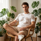 🏝️ 50% RABATT NU! 👕 Herrset med Tryck för Sommaren – 2-delat Set – Tropiskt Mönster & Andningsbar Komfort – Perfekt för Semester & Vardag ☀️