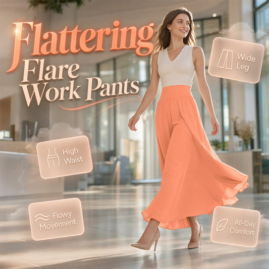 🎉 BEGRÄNSAD TID 50% RABATT! 👖 Dambyxor i Lätt Flödande Vida Ben – Hög Midja med Elastiskt Band & Andningsbar Komfort 🌸