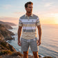 📢📢50% RABATT!! ⏰Herr Randig T-shirt & Shorts 2-delat Set
