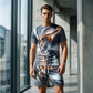 Herr Casual Grafisk T-shirt och Shorts Set