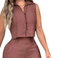 🎁Nyheter 50% RABATT💥 Dam Ärmlös Topp & Byxor 2-delat Set