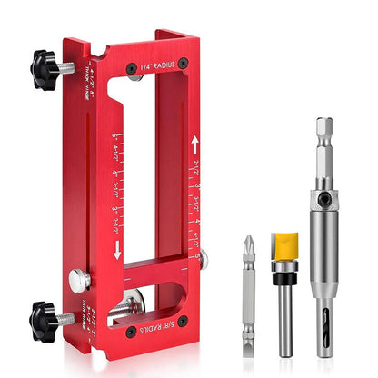 📐 Justerbart gångjärnsfräsverktyg – komplett kit – 6061 aluminium, justerbar längd & djup – perfekt för proffs och DIY 🚪