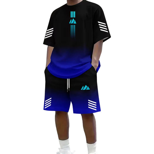 🔥Tvådelat set med sommar-T-shirt och shorts för män