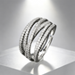 💍 JUSTERBAR CZ-RING MED KORSAD DESIGN — Glittrande pavé och elegant design med flera band ✨