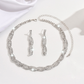 💎Set med halsband och örhängen med glittrande strass och klorformad kedja för kvinnor