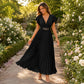 👗 50% RABATT NU! ✨ Dam Elegant V-ringad Plässerad Långklänning – Smickrande plässeringar, lättviktigt tyg & elegant flöde – Perfekt för fester, bröllop & sommarkvällar 🌸