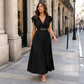 👗 50% RABATT NU! ✨ Dam Elegant V-ringad Plässerad Långklänning – Smickrande plässeringar, lättviktigt tyg & elegant flöde – Perfekt för fester, bröllop & sommarkvällar 🌸