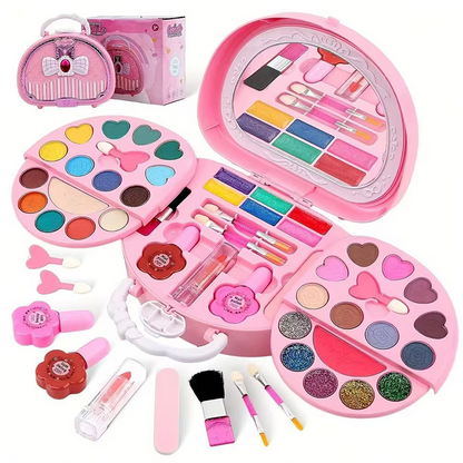 💖👛Tvättbar Sminkleksaksset för Barn med Bärbar Rosa Handväska