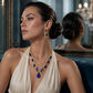 Set med halsband och örhängen med glittrande droppformade hängsmycken