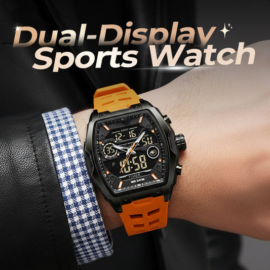 ⌚ Läs i mörkret – Herrsportsklocka med dubbel display och lysande urtavla. Vattentålig & robust.