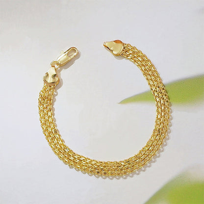 14K guldpläterat armband i bredt vävt nät
