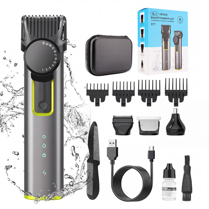 🎊🔥 4-i-1 Elektrisk Hårklipper Set – 90 Min Batteritid, IPX5 Vattentålig & LED-Display