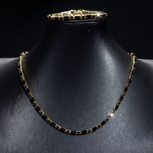 💎 Glittrande smyckeset för män – halsband & armband – kubisk zirkonia – perfekt för vardag och fest 🖤
