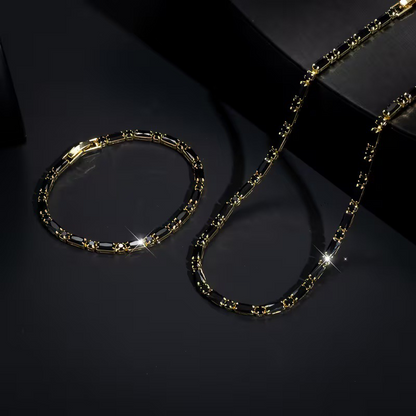 💎 Glittrande smyckeset för män – halsband & armband – kubisk zirkonia – perfekt för vardag och fest 🖤