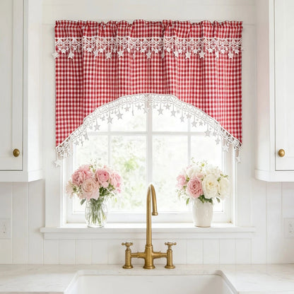 ✨ Mångsidig gardinkappa i lantlig stil med spets & stjärntofsar